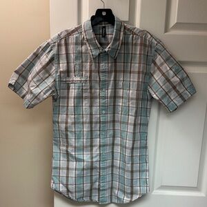 RVCA Blue and Brown Checkered Casual Shirt